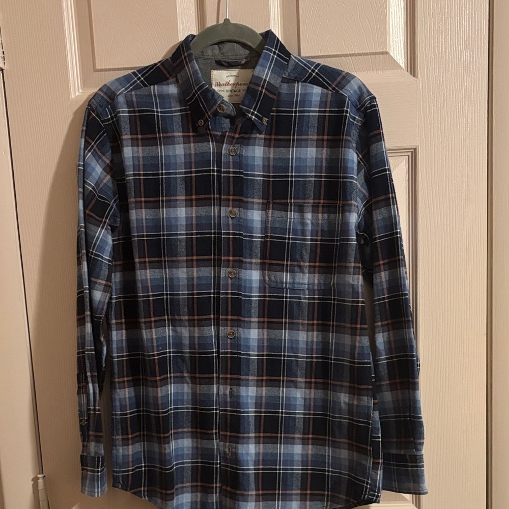 Weatherproof Men's Navy and White Plaid Shirt